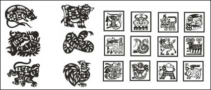 Zodiac of paper-cut vector material (4)