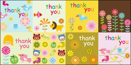 Super cute thank you card vector material