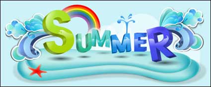 Summer Theme Vector font design material