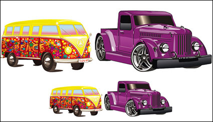 2 beautiful car vector material