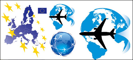 Earth aircraft flight path vector material 