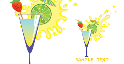 Glass and fruit juices high cartoon 05 - Vector