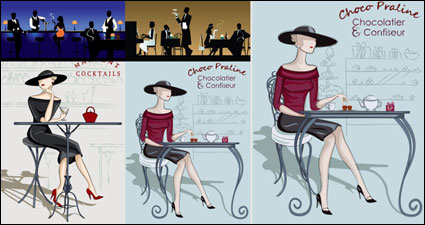 Beauty and the cartoon character silhouette - Vector