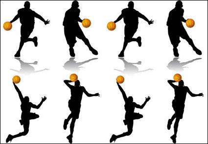 People silhouette Vector of basketball