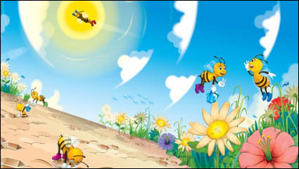 Cute cartoon bee - vector material