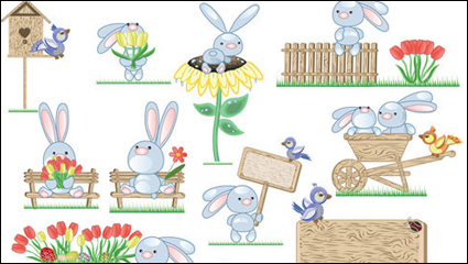 Cute bunny Easter eggs Vector -2