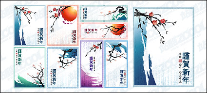 Classical Chinese ink painting style vector material-4